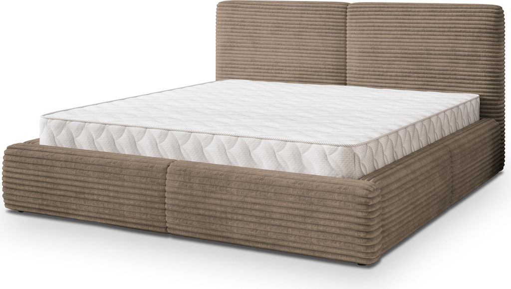 Masseno Polsterbett FELURO T 200x200 cm, Polsterbett mit Bettkästen -Beige, TILIA 17