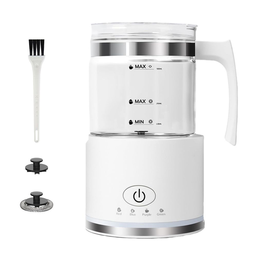 Elektrischer Milchaufschäumer mit 4 Modi,heißen und kalten Schaum,600 W,500ML Milchschäumer,mit automatischer Abschaltung und Sichtglas