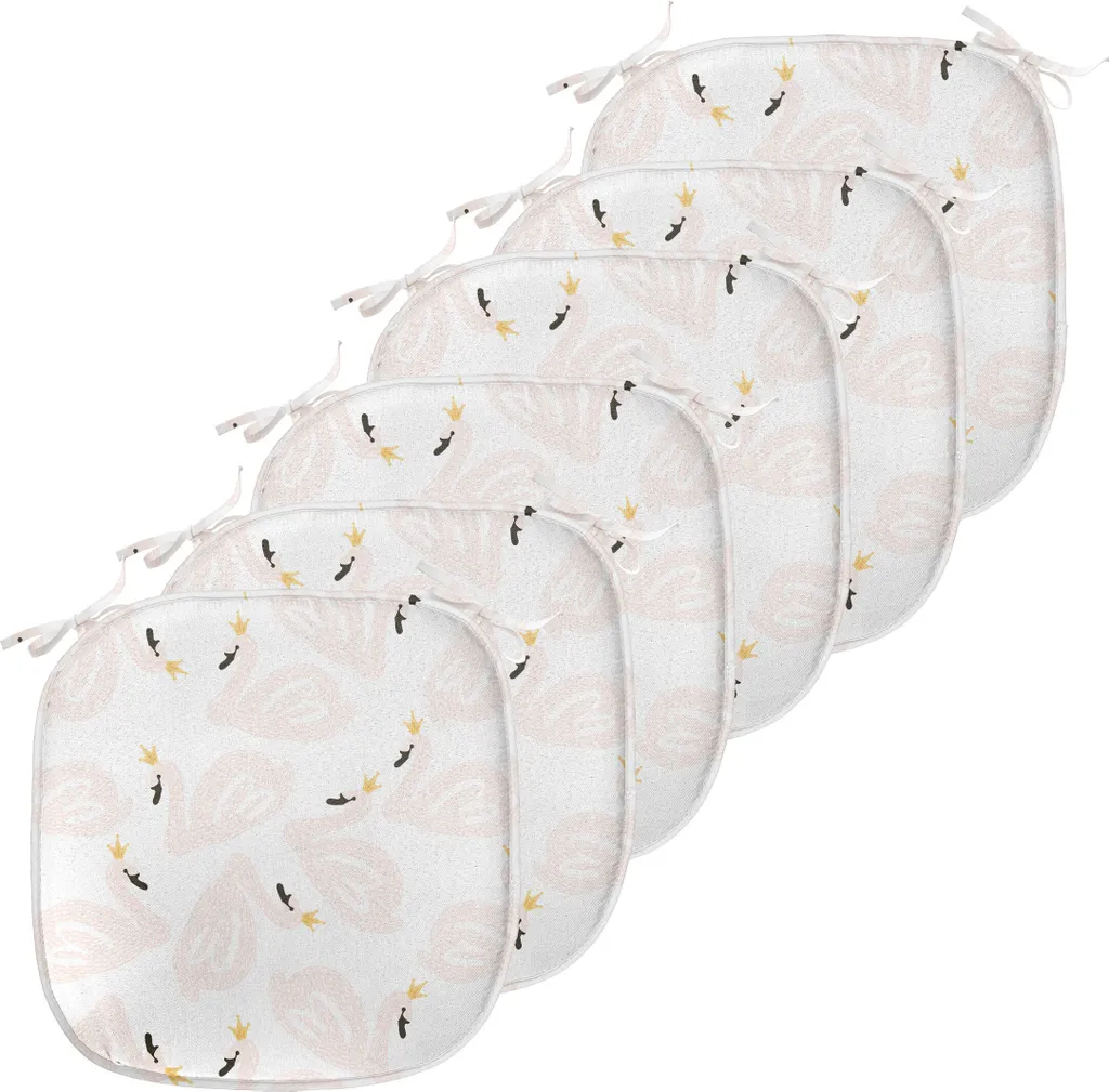 ABAKUHAUS Galette de Chaise Schwan Childish 40x40cm Imperméable Lot de 6