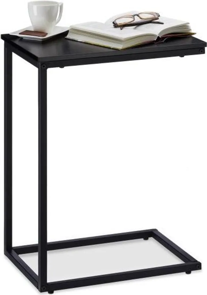 Tavolino nero con base in metallo