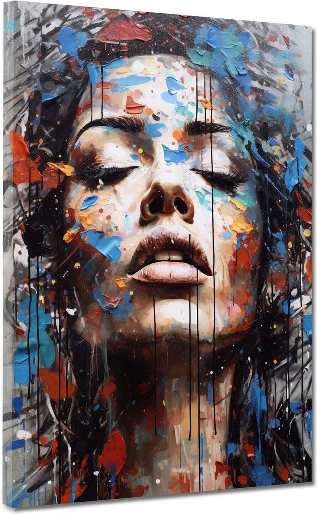 Pop Art schöne Frau Leinwandbild Wandbild Kunstdruck XL Wanddeko: 90x120x4cm