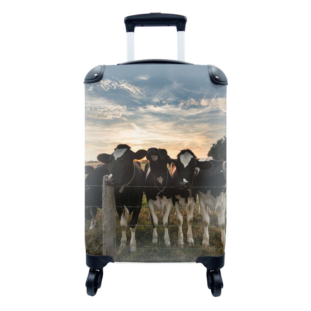MuchoWow Koffer Handgepäck Trolley Rollkoffer Kleine Reisekoffer mit 4 Rollen - Tiere - Kuh - Cabin Size < 55x40x23 cm & 55x40x20 cm - Fotokoffe...