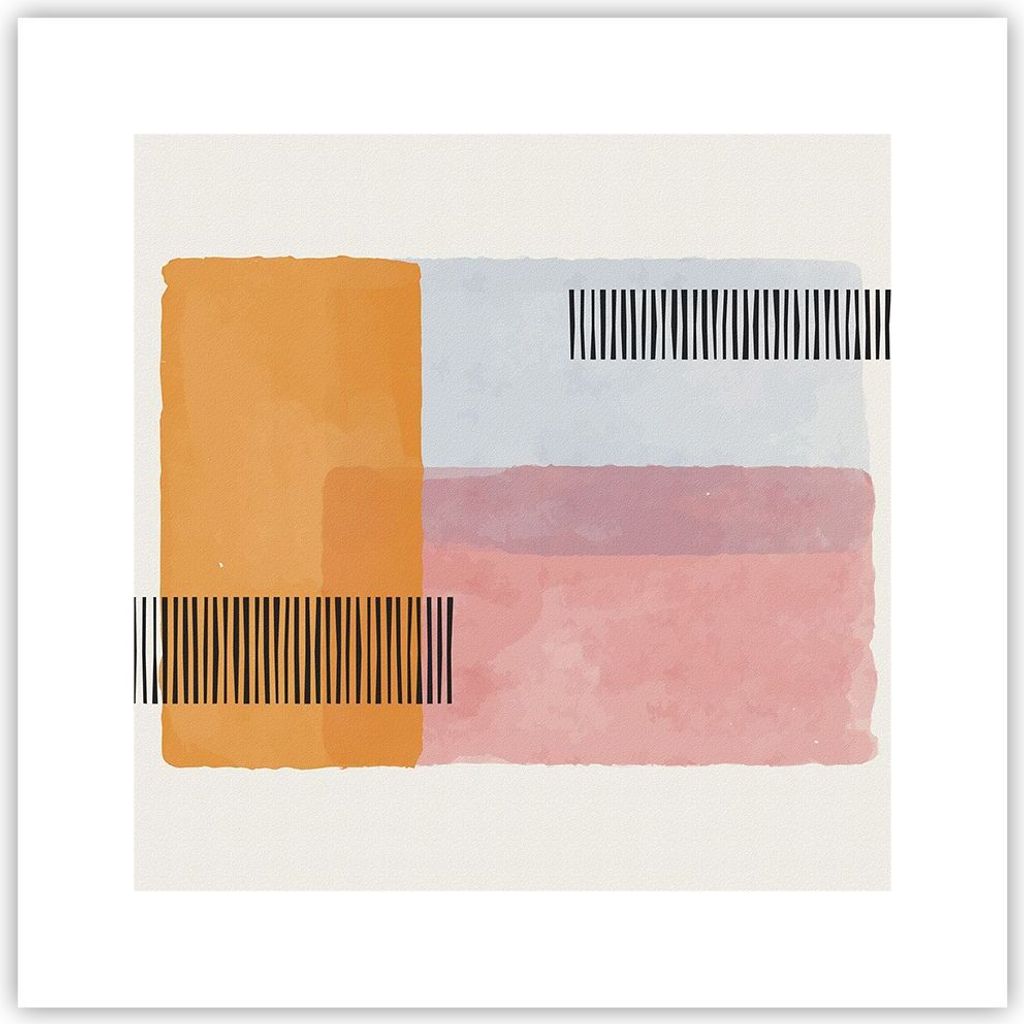 Poster - Poster ohne Rahmen - Aquarell Rechtecke Linien - 30x30 cm - Wand Bild - Wanddeko - Wandbilder - Kunstposter - Wandposter - Bilder - Kunstd...