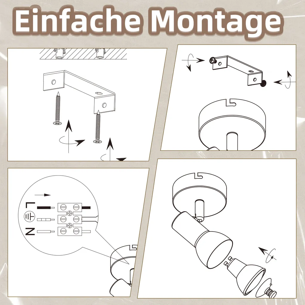 ZMH Faretto Soffitto Moderno Bianco GU10 - Lampada Corridoio Orientabile - 8