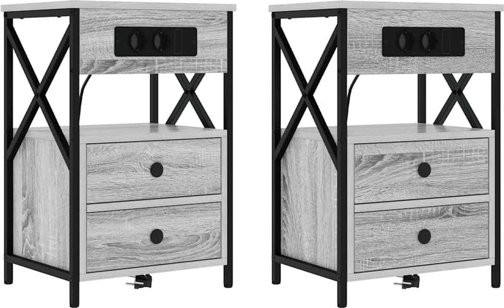"SALE 2026"Nachttisch 2er Set, für Schlafzimmer - elegantes Design - Nachtkommode - Graues Sonoma 40x31x60cm Holzwerkstoff - Nachttische & -schrä...