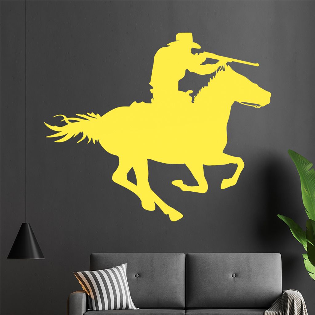 KIWISTAR Cowboy Pferd - Reiten Schießen Wandtattoo in 6 Größen - Wandaufkleber Wall Sticker - Dekoration, Küche, Wohnzimmer, Schlafzimmer, Bade...