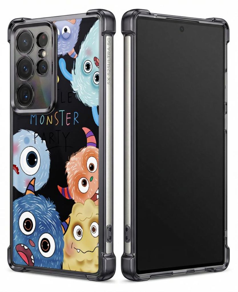 Personalisierte Hülle mit Bild für Samsung Galaxy S25+ Elektroplattiert TPU Stoßdämpfer Handyhülle mit Monsterparty mit bunten Zeichentrickfig...