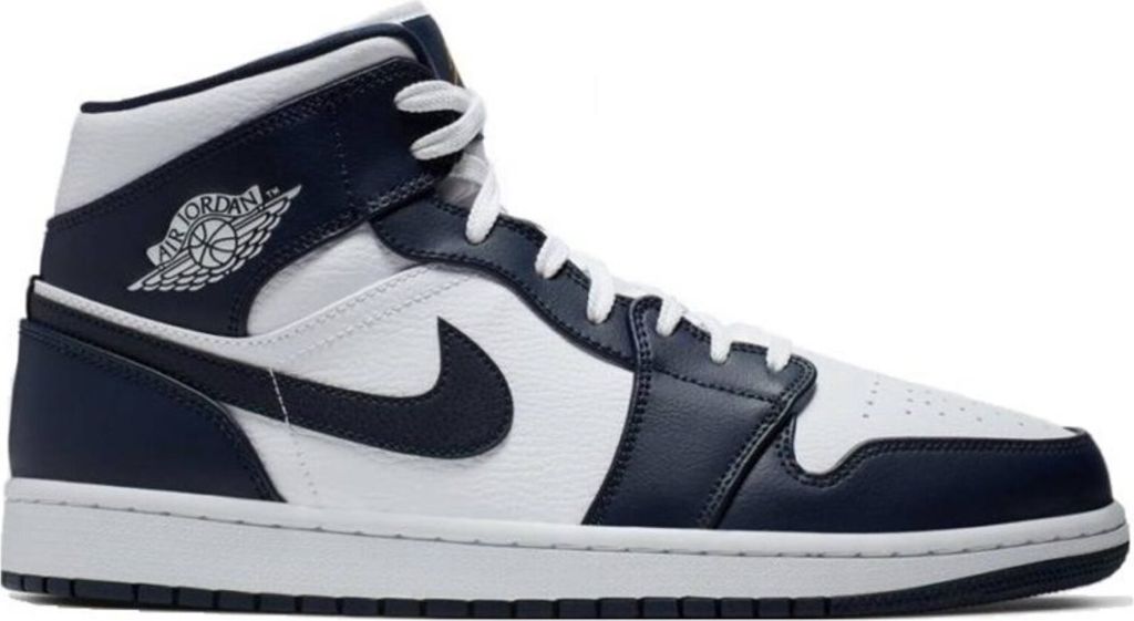 Air Jordan 1 Mid White Metallic Gold Obsidian - EU: 44.5 Produktbild 