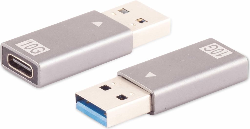 S/CONN maximum connectivity Adapter USB A Stecker auf USB C Buchse, 3.1, 10Gbps, Metallauführung (14-05033)