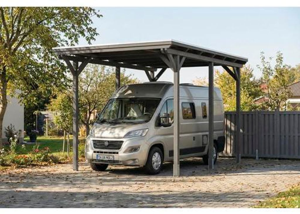 Carport für Wohnmobil, Einzelcarport SKAN HOLZ Emsland inkl. Pfostenanker 402 x 604 cm schiefergrau