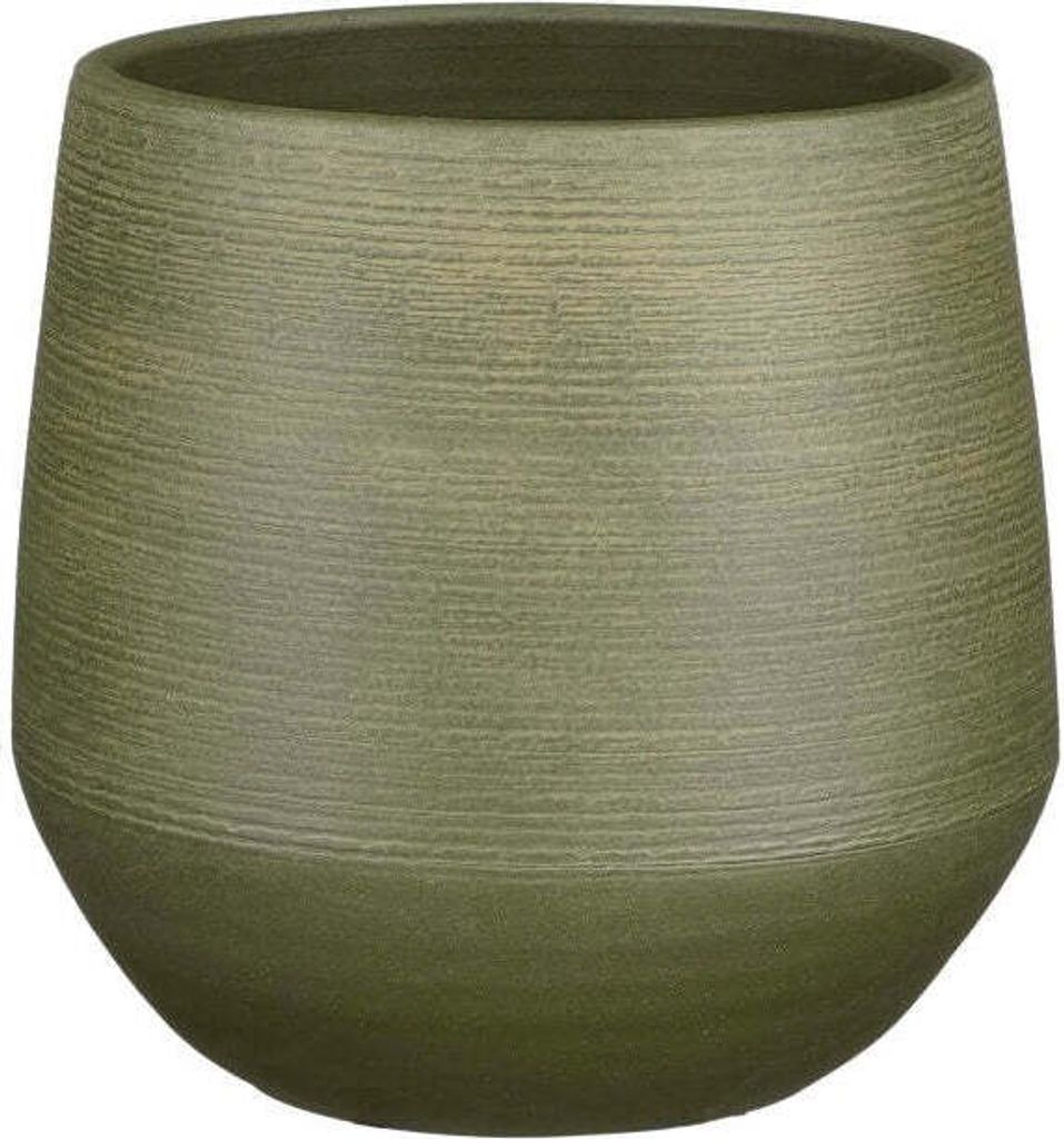 Mica Decorations Blumentopf - Keramik - dunkelgrun - gepragt -24x23cm