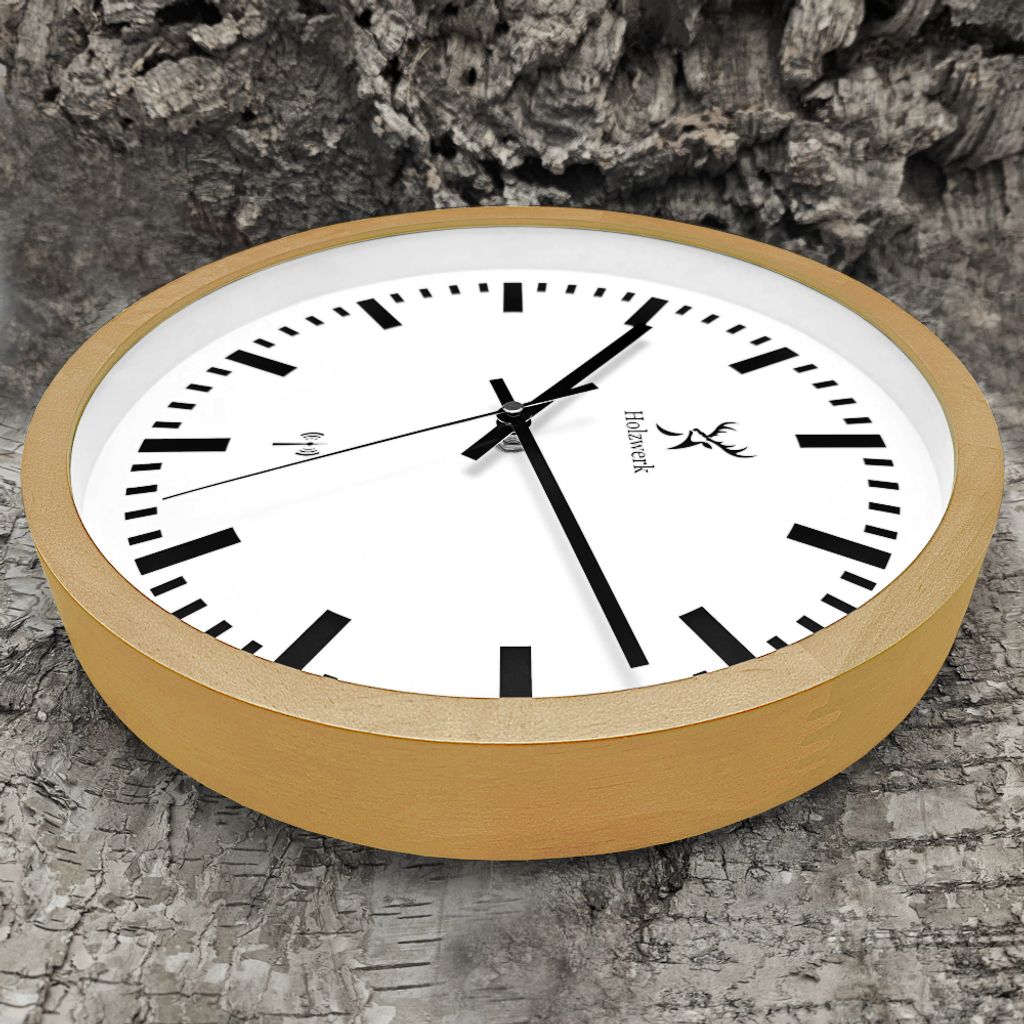 Holzwerk GOLDBERG (FUNK) moderne Bahnhof Holz Funk Wanduhr, Produktbild 4
