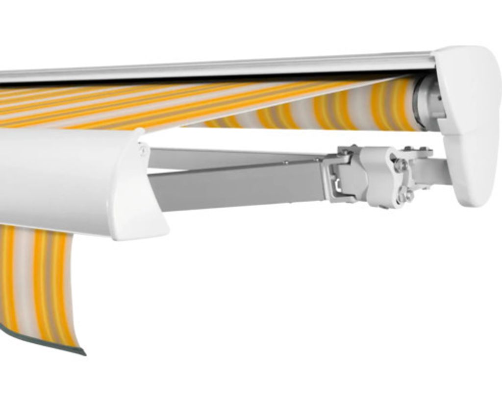 SOLUNA Halbkassettenmarkise Classic 5x1,5 Stoff Dessin 30A774 Gestell E6EV1 silber eloxiert Antrieb rechts inkl. Motor,