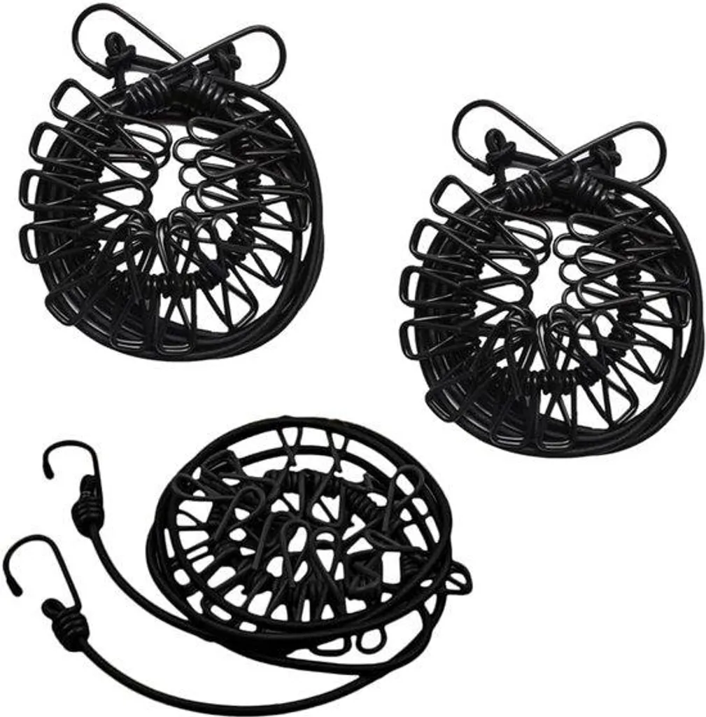 Corde à Linge Extensible Noire avec Crochets - Séchage Rapide Extérieur