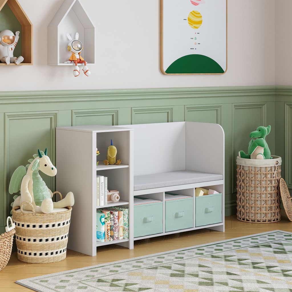 Kinderregal mit Sitzbank 'Høylandet' mit Kissen 76 x 112 x Produktbild 