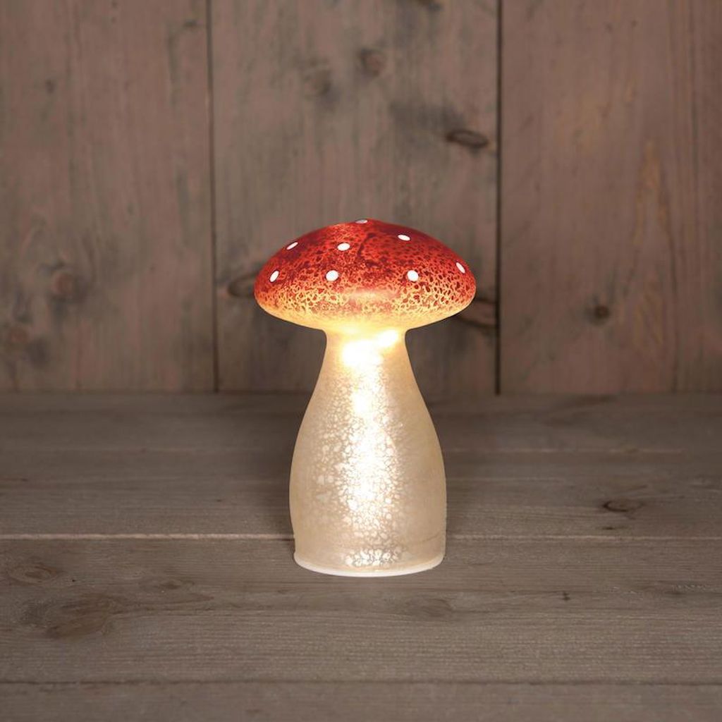 Anna's collection led paddenstoel glas met timer h15cm Produktbild 