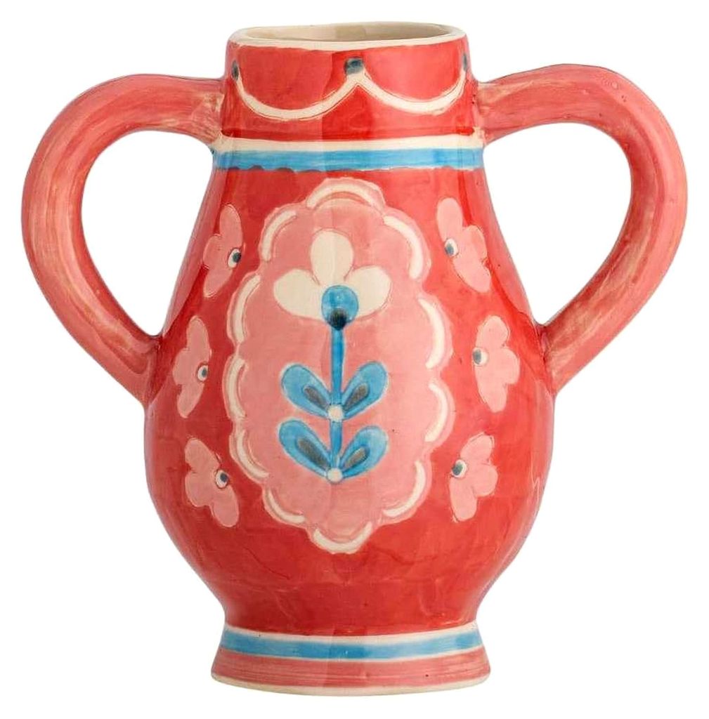 Odina Vase, Rot, Steingut, Ø11xH15xB16 cm
