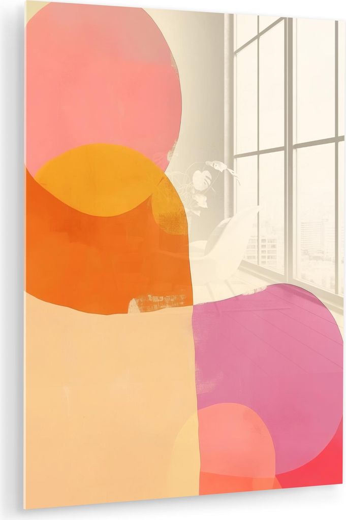 MuchoWow Glasbilder - Bilder auf Wandbild - Foto auf Glas Formen - Abstrakt - Farbenfroh 60x80 cm Wanddekoration aus Glas - Acrylglasbild - Acrylbi...