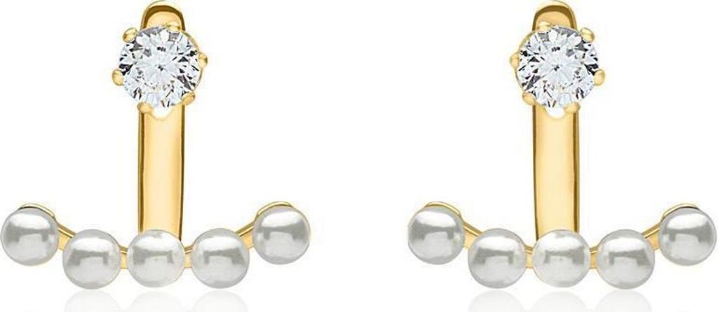 Ohrschmuck Ear Jackets aus Silber mit Gold-Finish, Zirkonia und Perlen