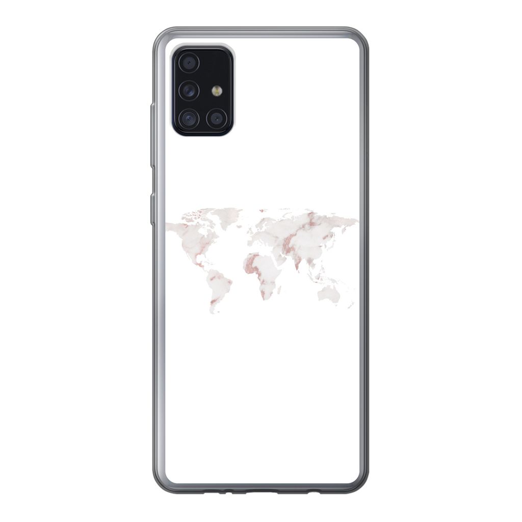 MuchoWow Handyhülle Schutzhülle Hülle für Samsung Galaxy A52 5G Weltkarte - Marmor - Karte Silikon Softcase Handy Hülle - Umschlag