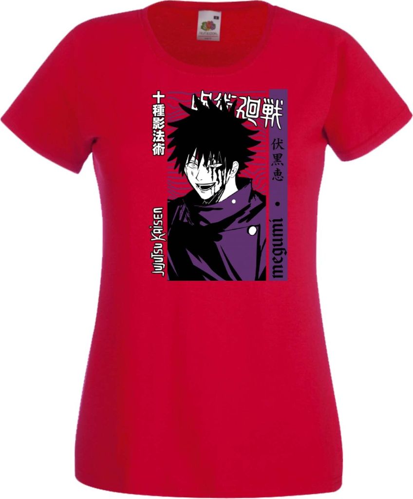 Damen T-Shirt Jujutsu Anime Manga Kaisen Megumi Fushiguro Var-046 Megumi Fushiguro, Lady XS / Rot