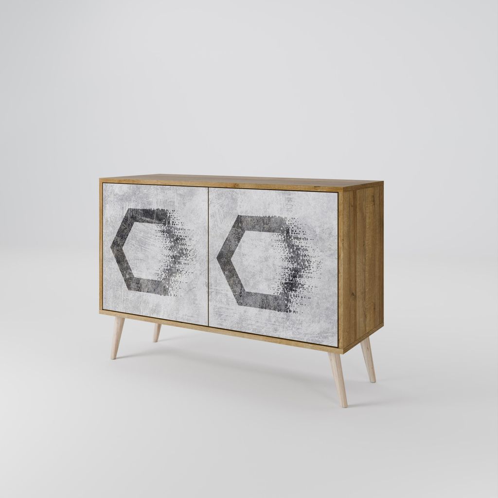 Spacerebels Kommode mit 2 Türen - Sideboard Komodenschrank - Highboard - Kleiderschrank Möbel - Wohnzimmer Schlafzimmer - 57,5×111×42 (HxBxT)