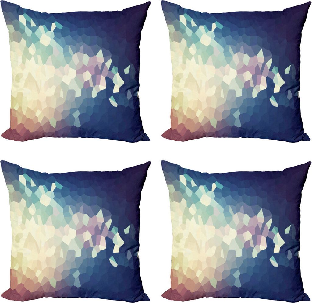 ABAKUHAUS Panne Kissenbezug Set (4 Stück), Polygonal Pixel Art Grafik, Moderner Doppelseitiger Digitaldruck, 50 cm x 50 cm, Mehrfarbig