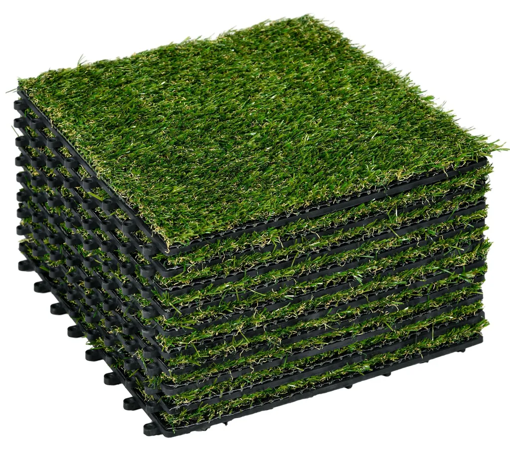 Gazon Artificiel Premium 30mm Dalles à Emboîter 30x30 cm Pack de 10