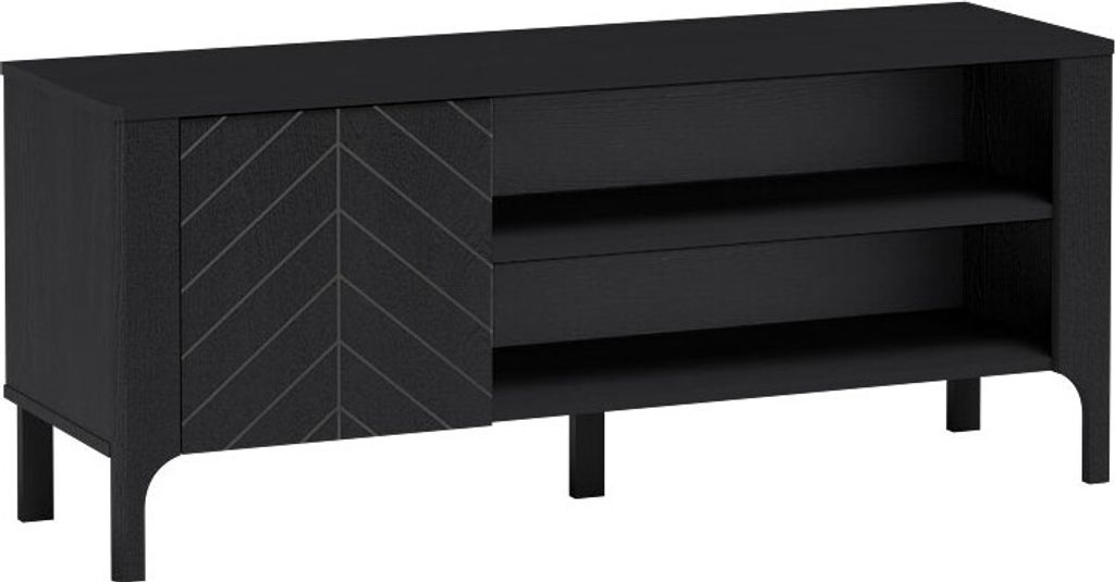 BETTSO Stilvoller kleiner RTV LUMI-Schrank Schwarz für das Wohnzimmer