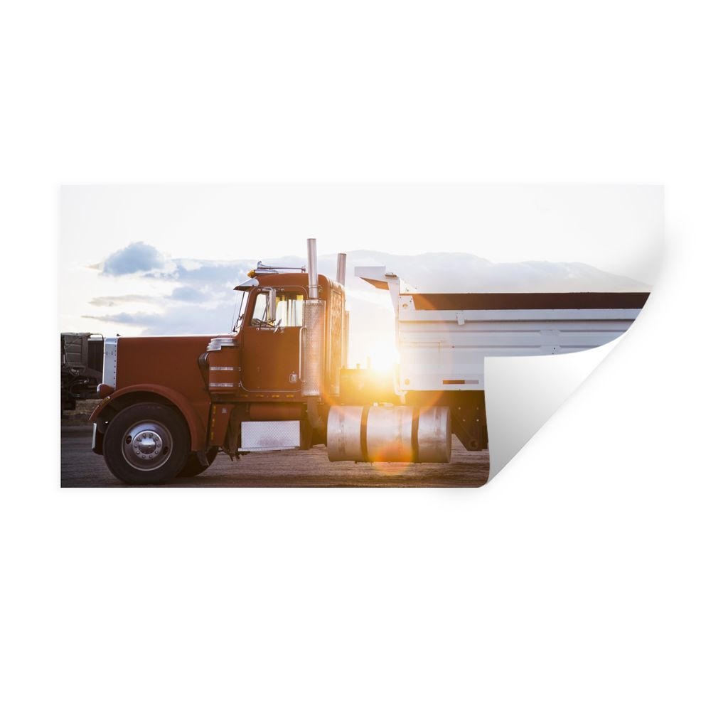 MuchoWow Wandtattoo Wandsticker Wandaufkleber Sonnenstrahlen entlang des amerikanischen Trucks 160x80 cm Selbstklebend und Repositionierbar - Sti...