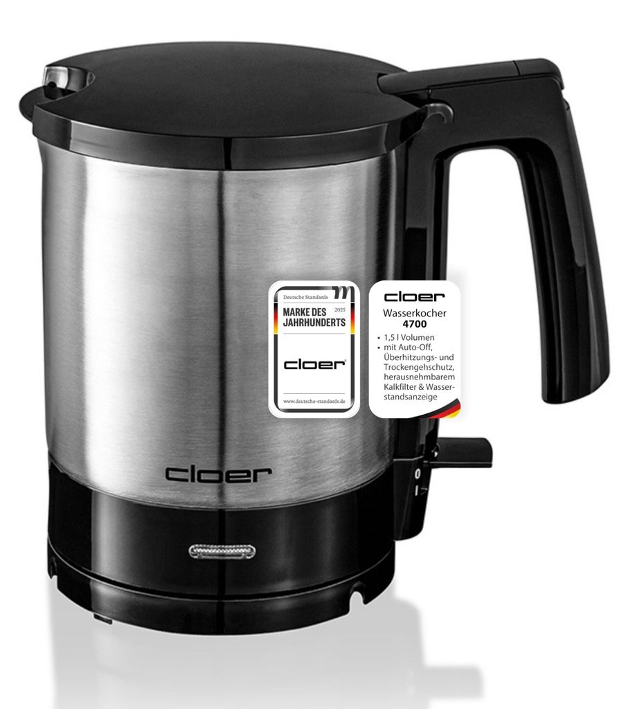 Cloer 3042478 Cloer Wasserkocher 4700 schwarz 1,5 l 1.800 W Productafbeelding 