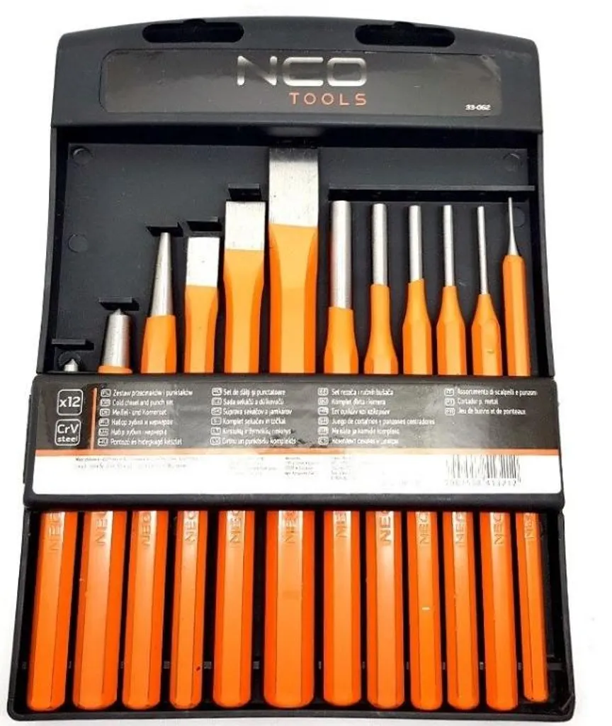 Set de forets et burins NEO TOOLS 12 pcs en chrome-vanadium durable - 17