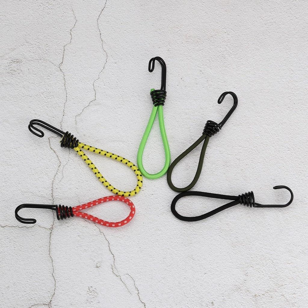 Bungee-Seile 16 cm - 10 Stück Gummiseile mit Doppelhaken für Hängematten, Vordächer und Bau (5 Farben)