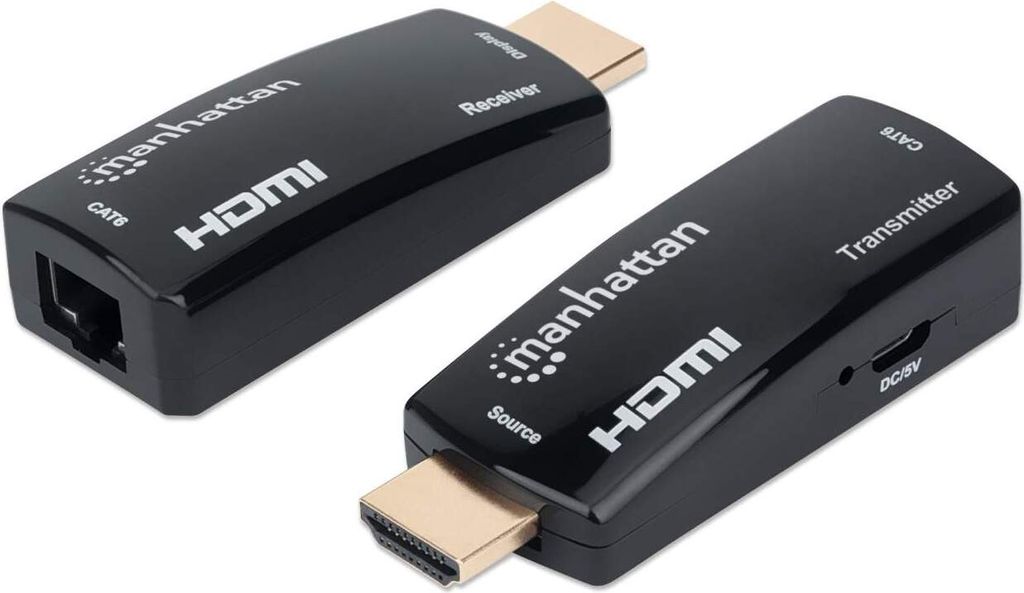 Manhattan 1080p@60Hz Compact HDMI over Ethernet Extender Kit, Extends Distances of Signal up to 60m with a Single Cat6 Ethernet Cable, Transmitter ...