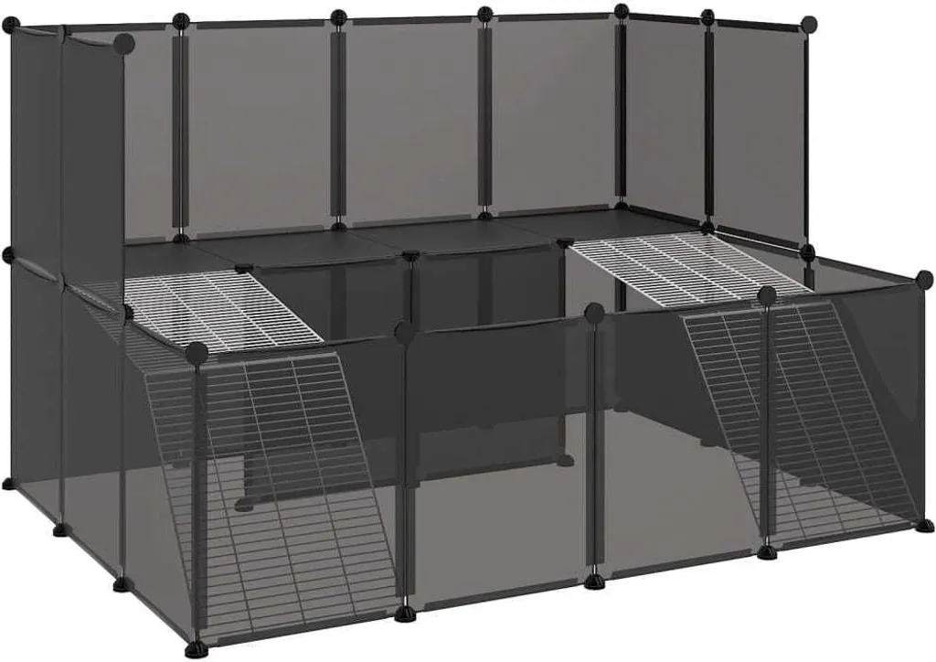 Cage pour petits animaux noir 143x107x93 cm en PP et acier résistant