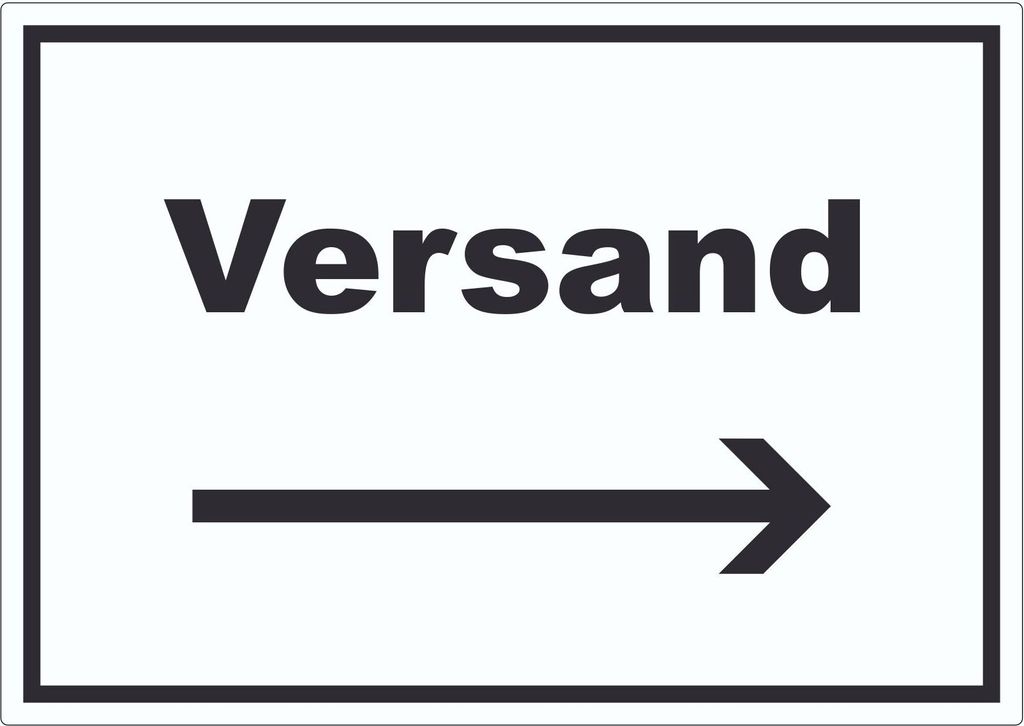 Versand Aufkleber mit Text und Richtungspfeil rechts Lieferung shipping waagerecht A9 (37x52mm)