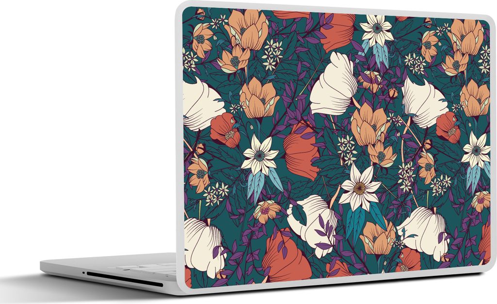 MuchoWow Laptop Aufkleber Sticker Cover Botanisch - Vintage - Blumen 30x21 cm - Sticker für Laptop - Selbstklebend