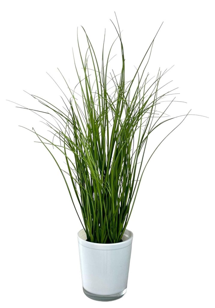 Künstlicher Grasbusch im weißen Glastopf ca. 55cm