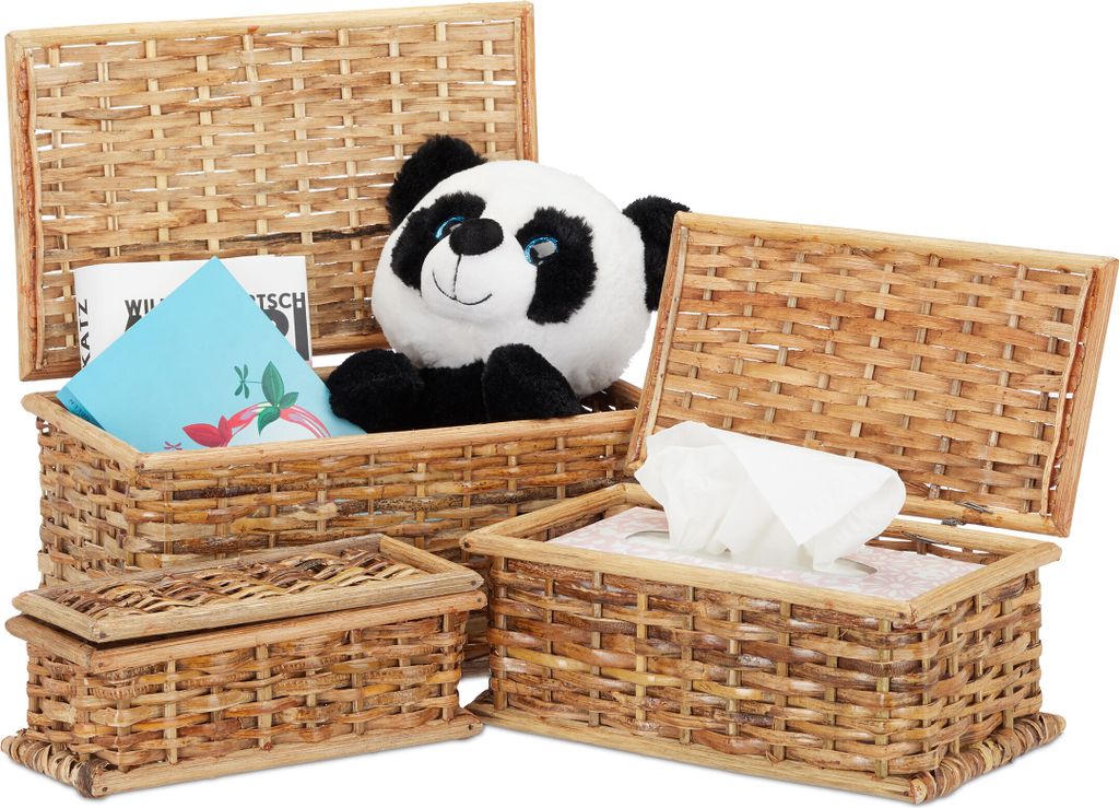 relaxdays Körbchen 3er Set Rattan