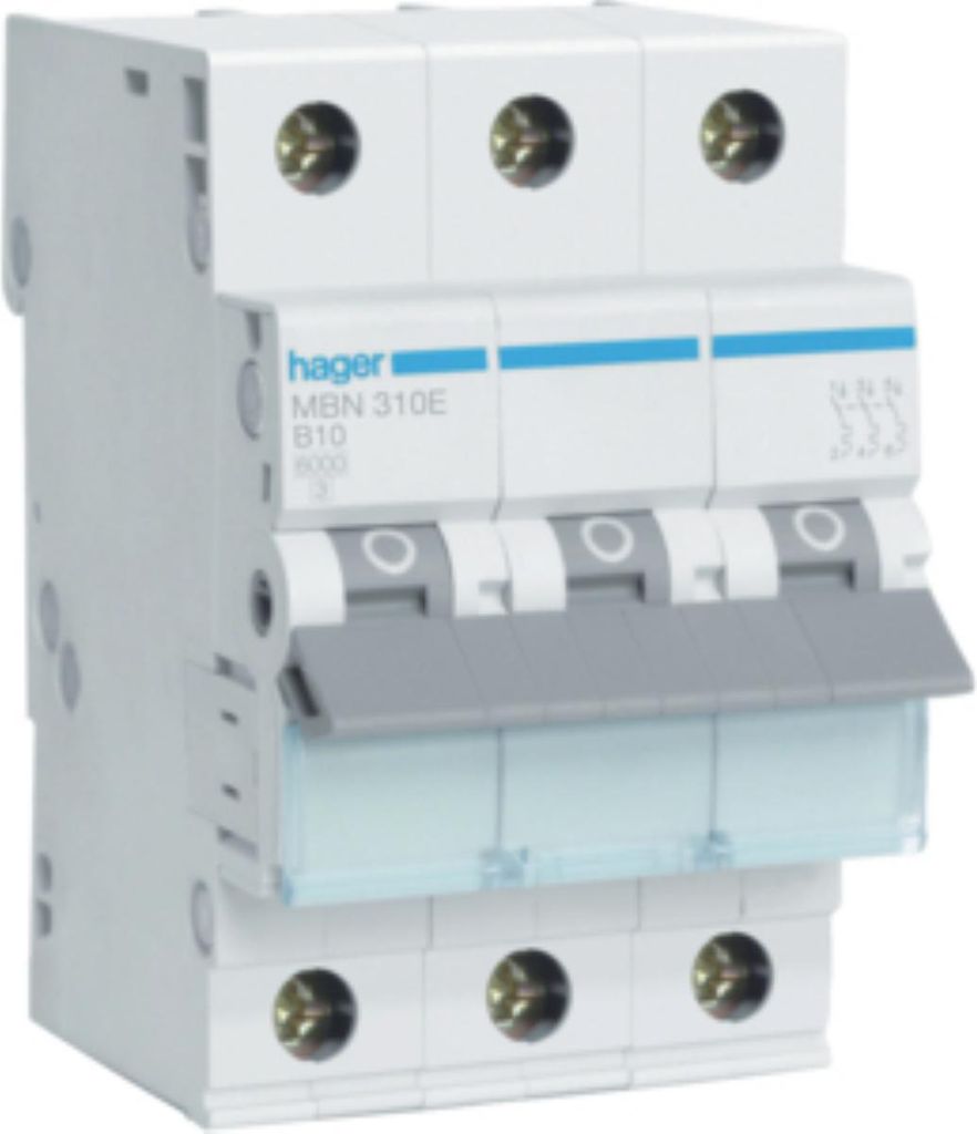 HAGER MCB Leitungsschutzschalter 6kA 3P B10A MBN310E Produktbild 