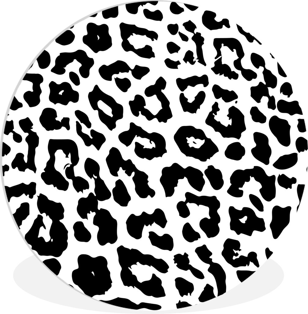 MuchoWow Rundes Wandbild - Runde Bilder Design - Tiermuster - Schwarz - Weiß Ø 30 cm Kreis Wanddekoration Kunststoff - Wandkreis - Wandschmuck ...