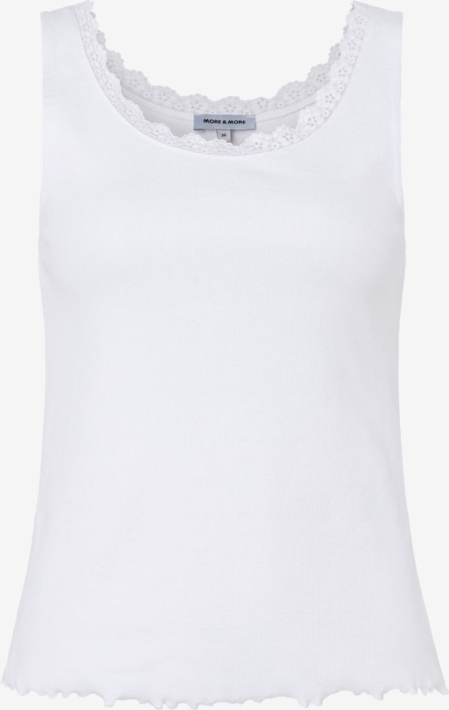 MORE & MORE Ribbed Top with Lace 0010 white 36