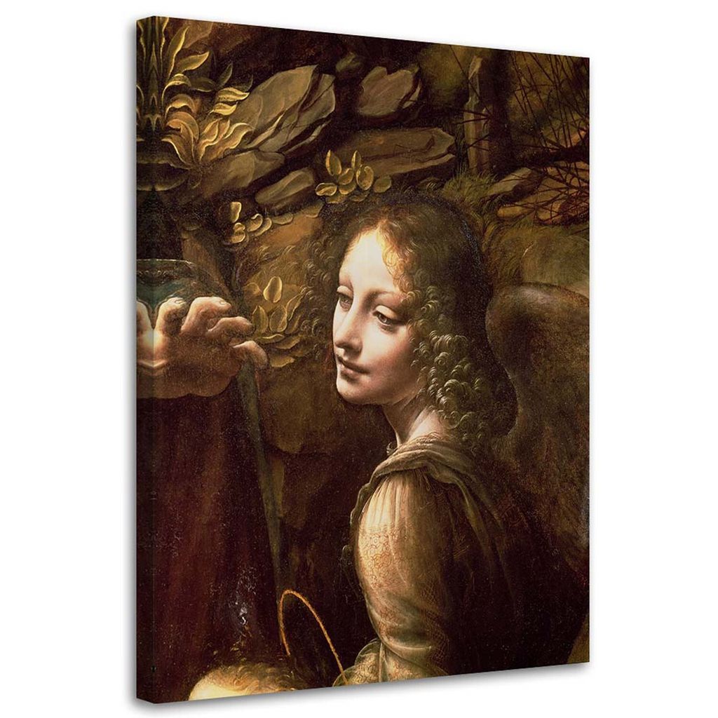 Leinwandbild madonna in der grotte - da vinci reproduktion 80x120 cm Feeby braun wandbild bereit zum aufhängen