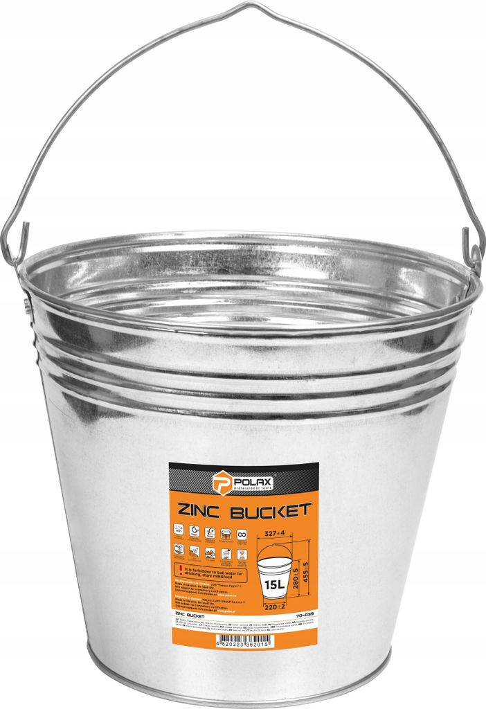 Secchio in zinco Polax 15 L - secchio in metallo zincato Immagine del prodotto 