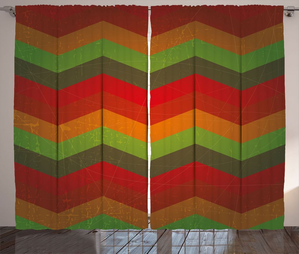 ABAKUHAUS afrikanisch Rustikaler Gardine, Abstrakter Zickzack Striped, Schlafzimmer Kräuselband Vorhang mit Schlaufen und Haken, 280 x 225 cm, Ora...