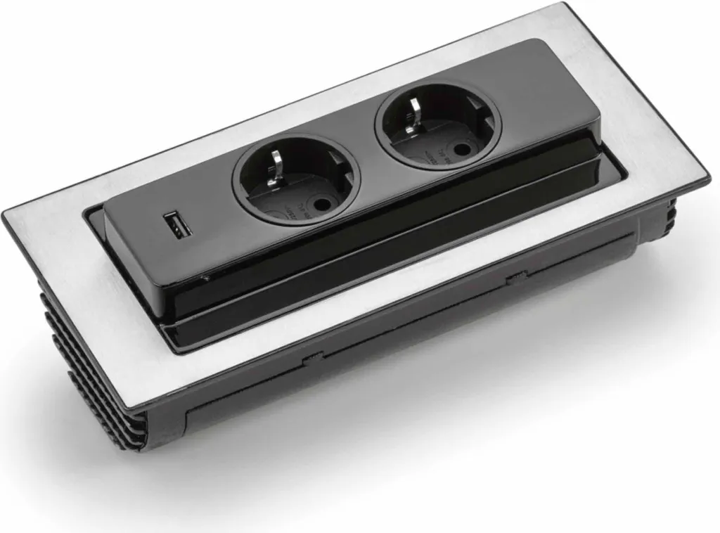 Bloc Multiprise Encastrable Inox Evoline Backflip Double Rotation - 11