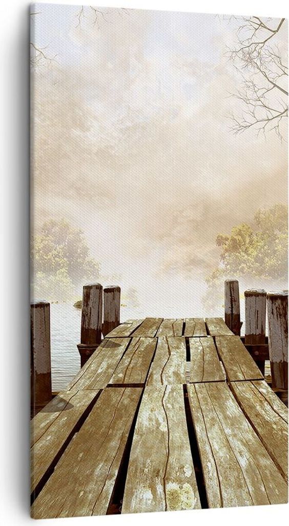 Bild auf Leinwand - Leinwandbild - Illustration herbst landschaft bäume - 45x80cm - Wand Bild - Wanddeko - Leinwanddruck - Bilder - Kunstdruck - L...