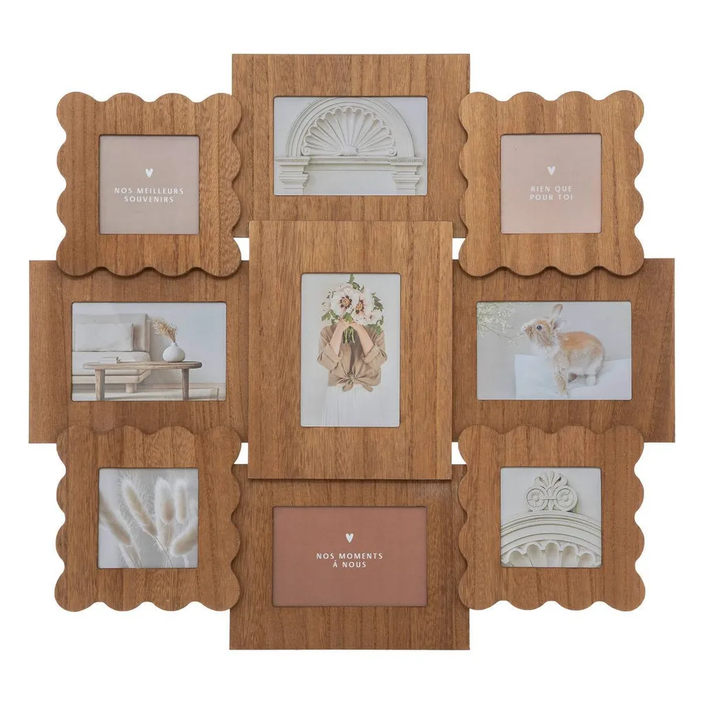Cadre photo BRIANA multi-usages 9 vues - Support robuste en verre et bois