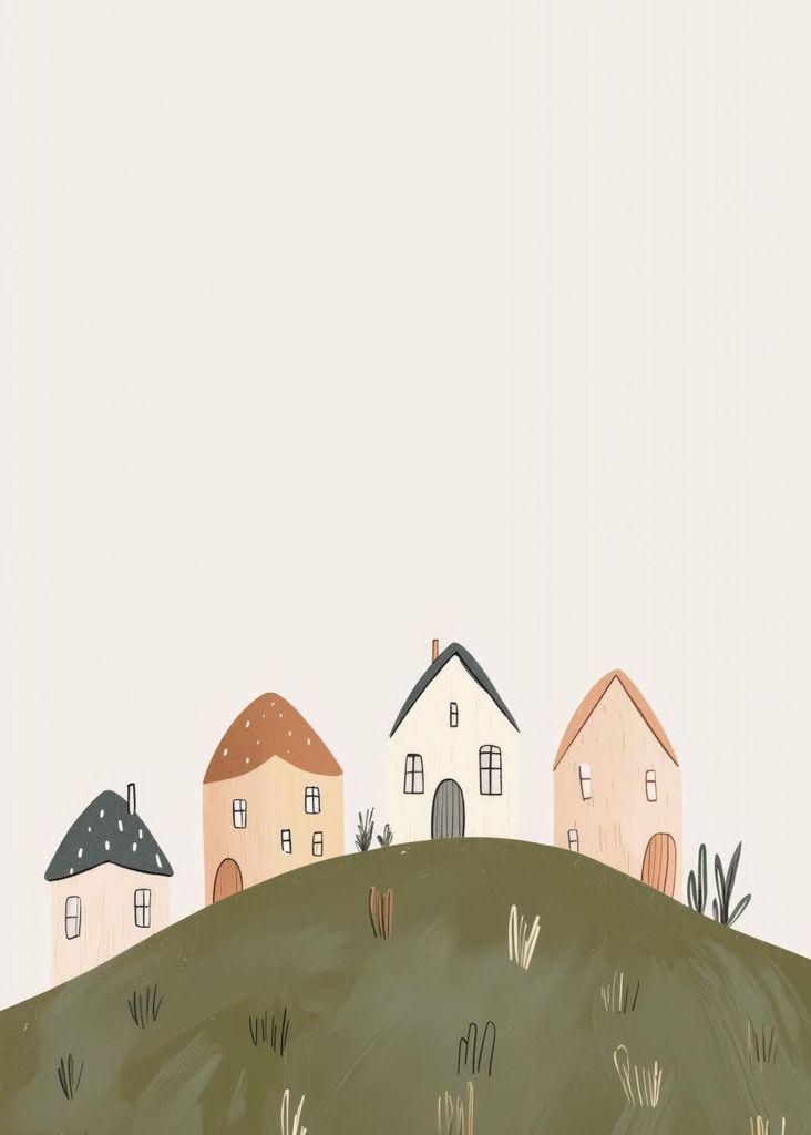 Plakat 50x70cm Muster für Kinder, Mädchen und Jungen - Häuser