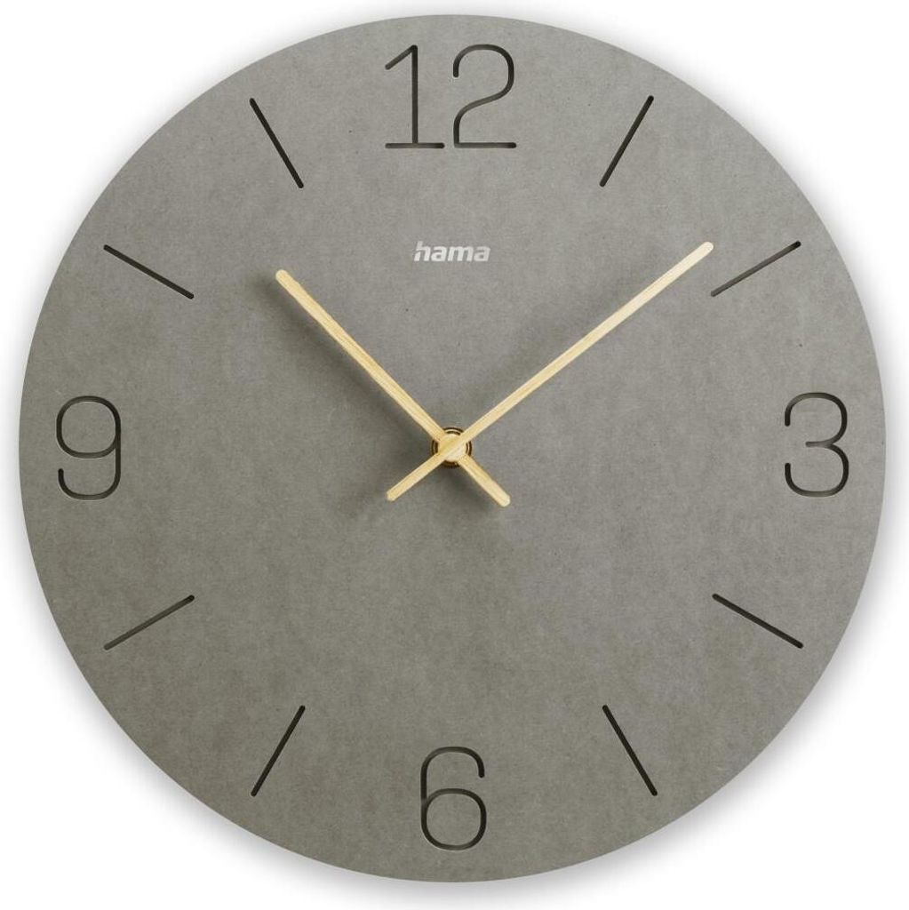 Hama Wanduhr Kreta, Quarzuhr, analog, MDF, eingravierte Ziffern, Ø 30 cm, Grau (00185881)